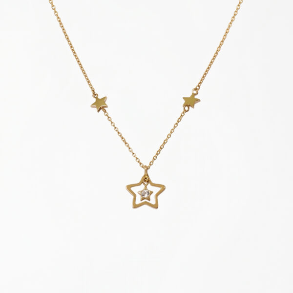 Celestial Triple Star Crystal Pendant Necklace