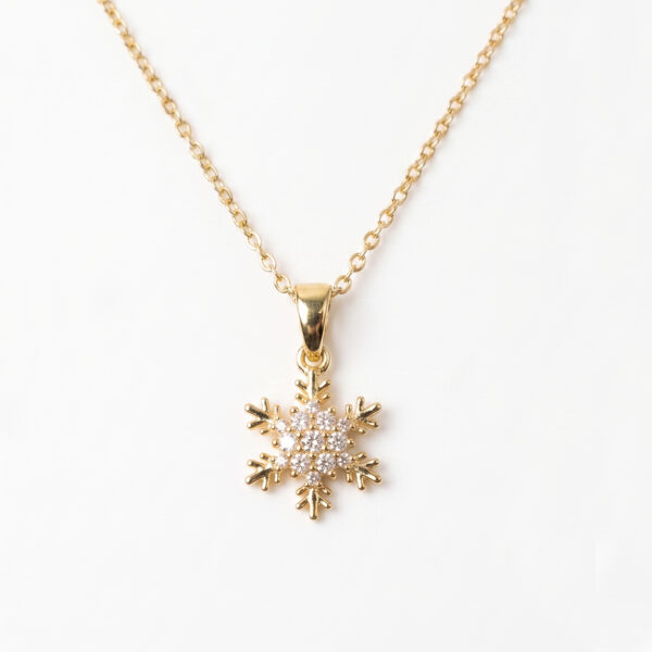 Gold Diamond Snowflake Pendant Necklace