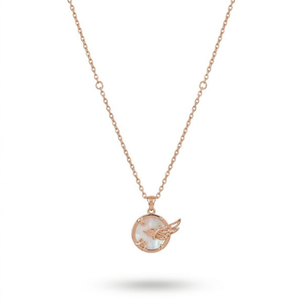 Ethereal Mother of Pearl Winged Medallion Necklace