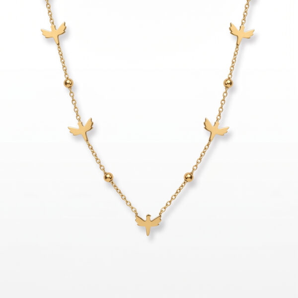Golden Songbird Station Necklace with Bead Accents