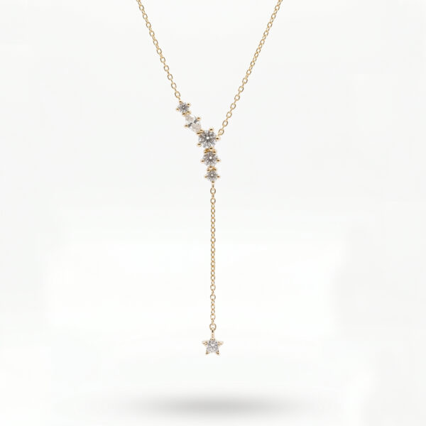 Celestial Crystal Star Y-Necklace in Gold