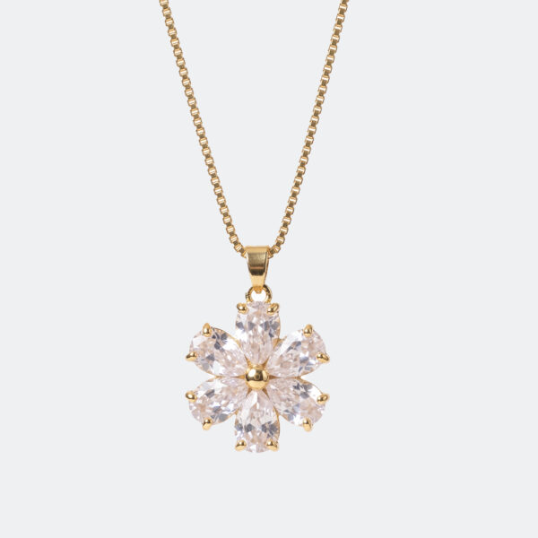 Golden Blossom Crystal Pendant Necklace