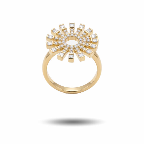 Golden Sunburst Geometric Statement Ring