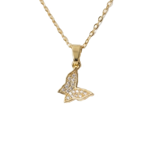 Dainty Pavé Crystal Butterfly Necklace