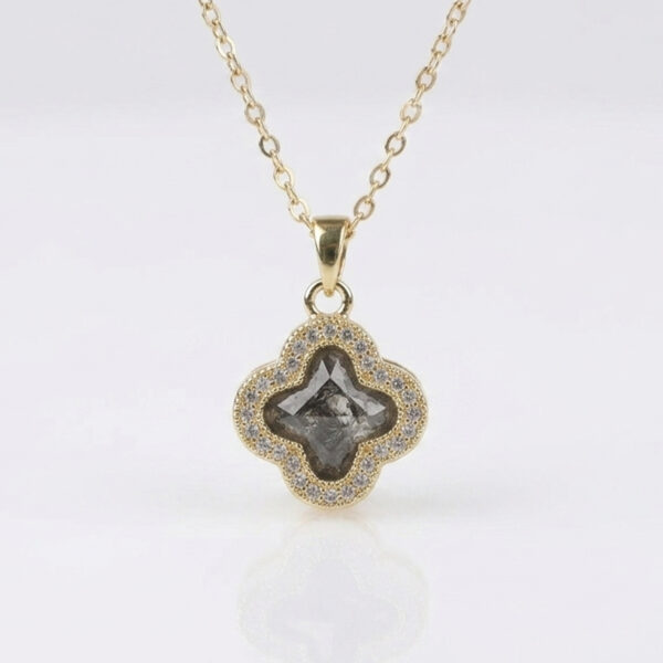 Midnight Bloom Smoky Clover Halo Necklace