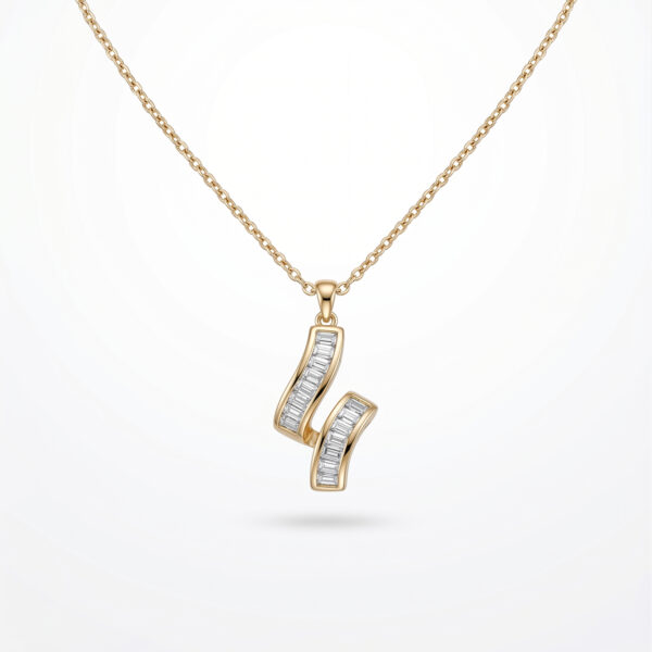Serpentine Ribbon Baguette Diamond Pendant