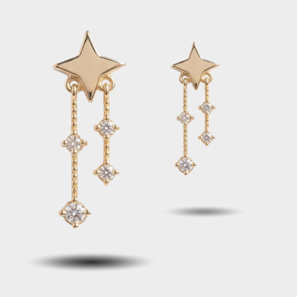 Celestial Star Drop Earrings – 14K Gold Plated Shimmering Dangle Studs