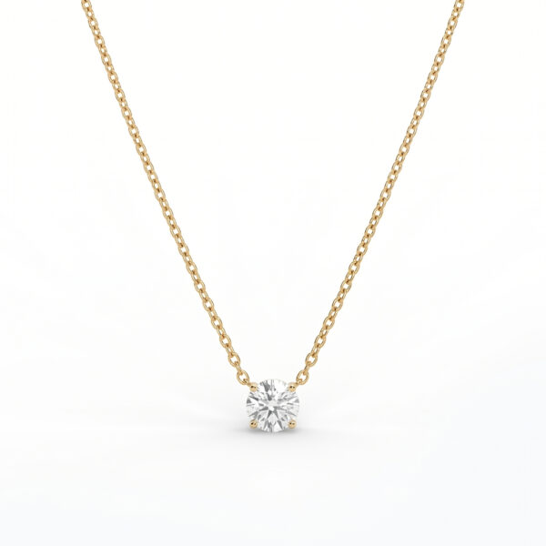 Classic Solitaire Round-Cut Diamond Pendant Necklace