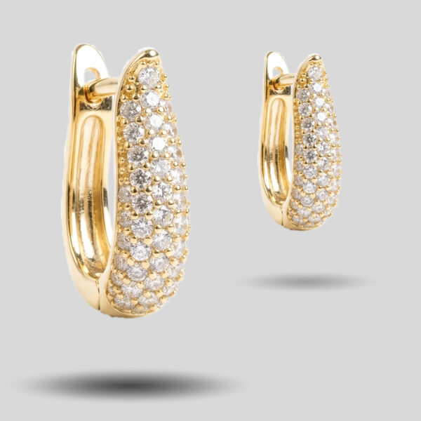 Gold Pavé Tapered Teardrop Huggie Hoop Earrings