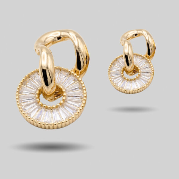 Gold Radiance Crystal Hoop Drop Earrings