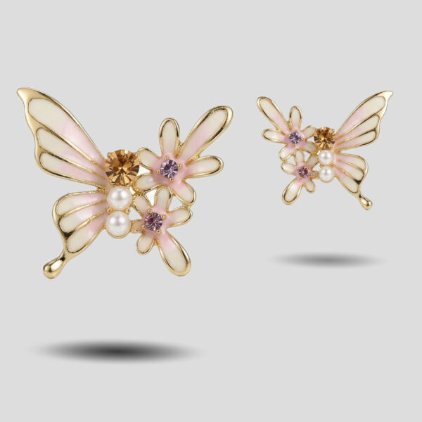 Enchanted Butterfly and Floral Enamel Stud Earrings