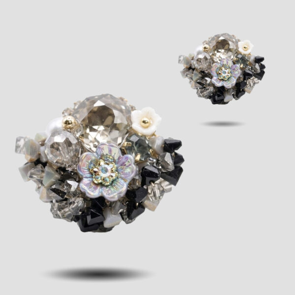 Dark Bloom Vintage-Style Crystal Cluster Stud Earrings