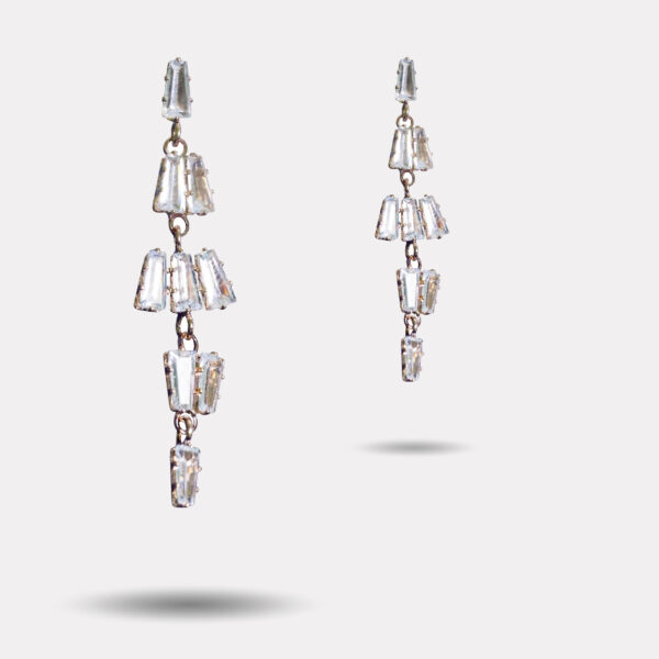 Waterfall Tiered Baguette Crystal Chandelier Earrings