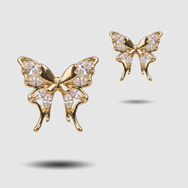 Golden Monarch Marquise Crystal Butterfly Studs