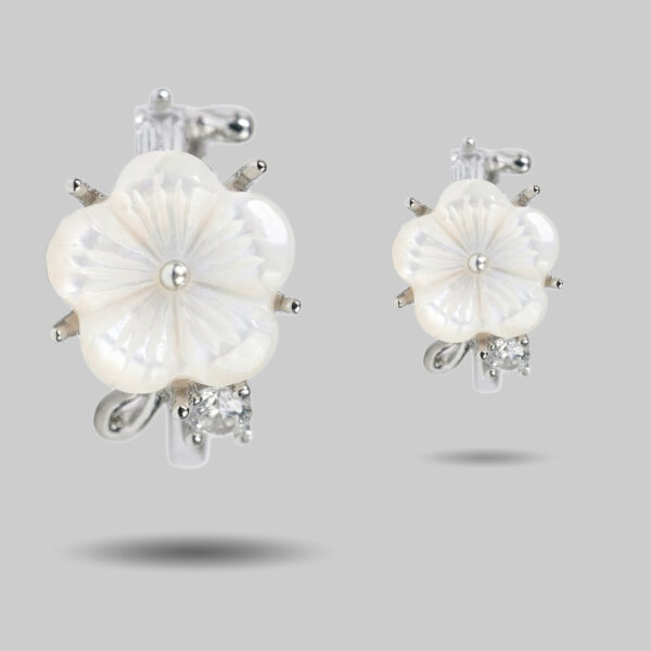 Ethereal Blush Hand-Painted Flower Studs with Pearl Centers