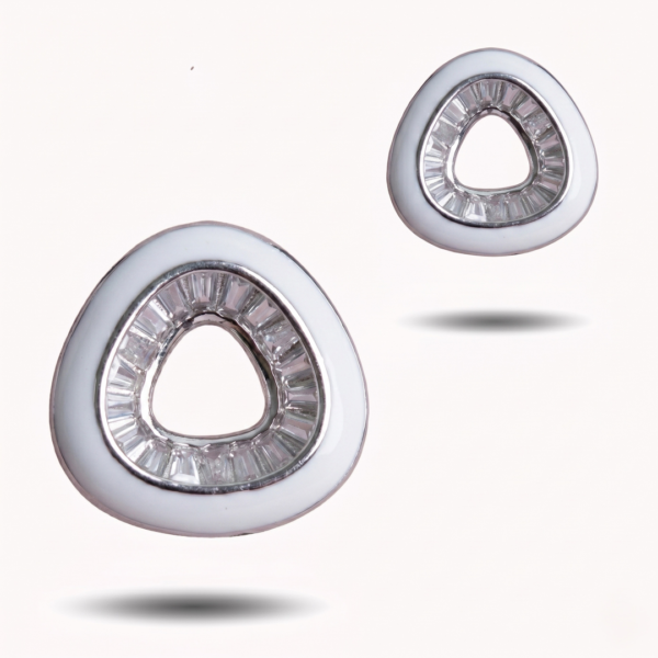 Minimalist Avant-Garde Enamel & Baguette Crystal Earrings