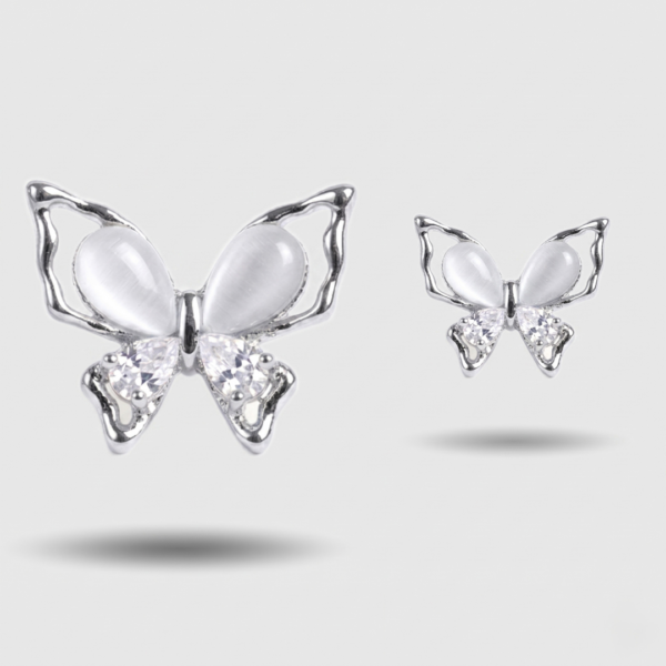 Ethereal Cat-Eye & Crystal Butterfly Wing Studs