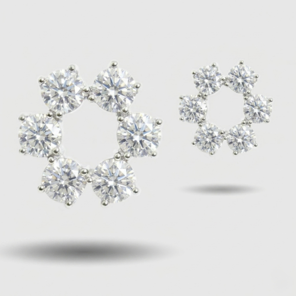 Silver Crystal Wreath Halo Stud Earrings