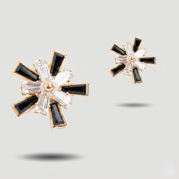 Modern Gold Monochrome Starburst Stud Earrings