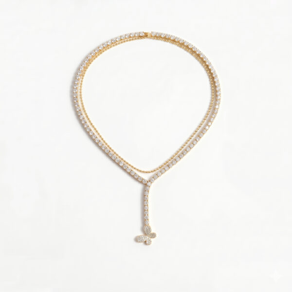 Gold Crystal Butterfly Drop Anklet